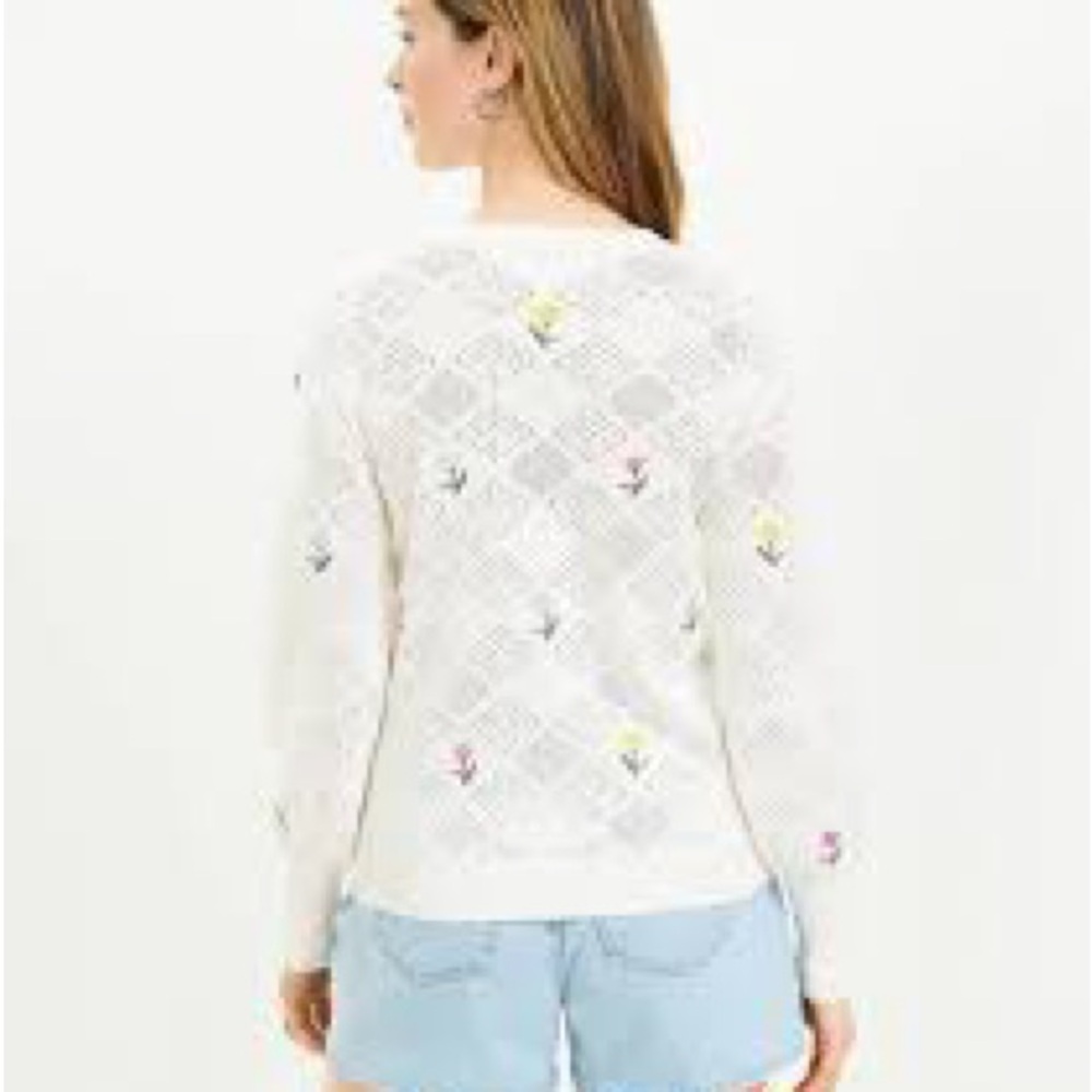 Loft Floral Draped Sleeve Sweater made of 100% cotton - Picture 8 of 8